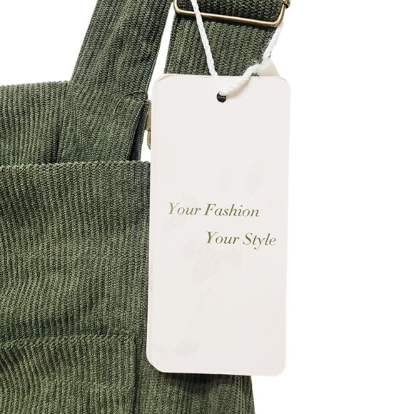 Green Corduroy Overalls Womens Size 2XL With Pockets & Adjustable Straps - Picture 3 of 6